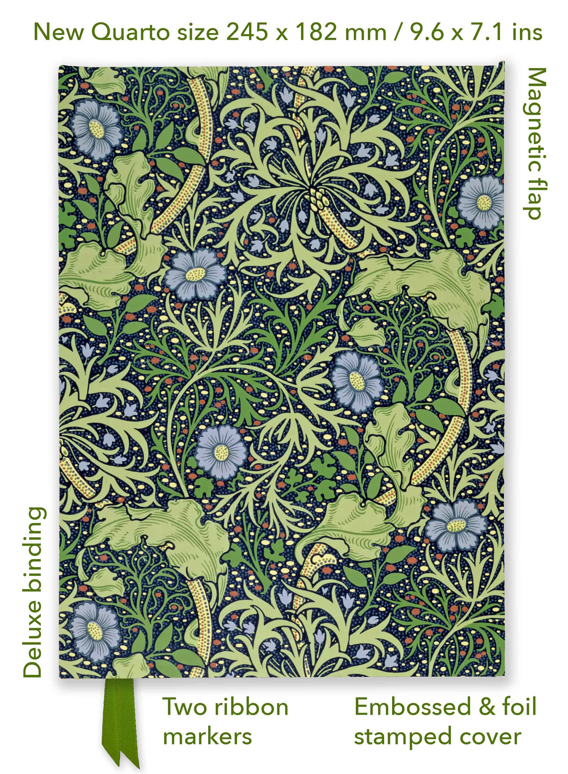 Seaweed William Morris Flame Tree Quarto Notebook